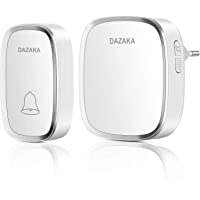 DAZAKA Timbre Inalámbrico Para Exterior Impermeable con 1 Transmisor y 1 Receptore- Alcance a 300m- 36 Melodías- Volumen…